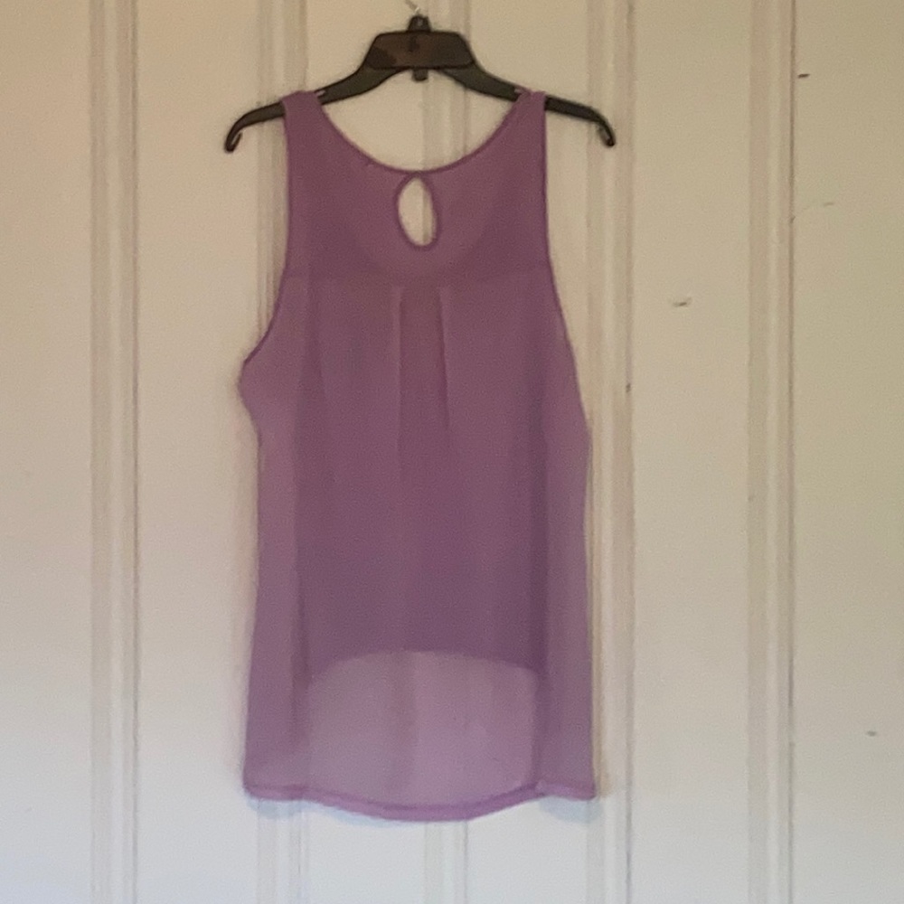 Sheer back, light purple tank. Sz L